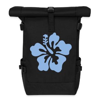 Hibiscus Flower - Light blue - Rolltop Rucksack - Schwarz - Vorne