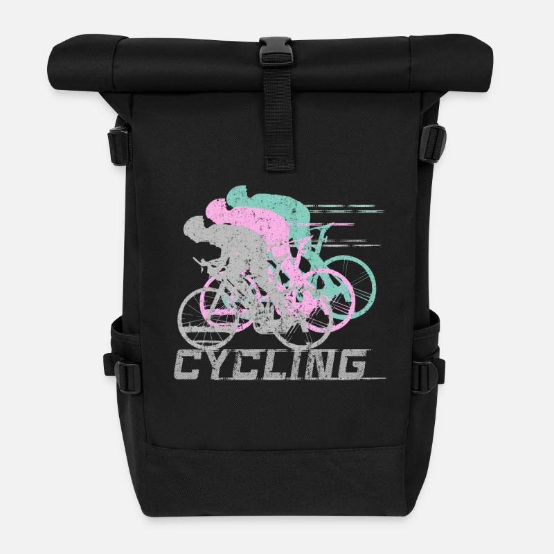 Radfahren - Rolltop Rucksack - Schwarz