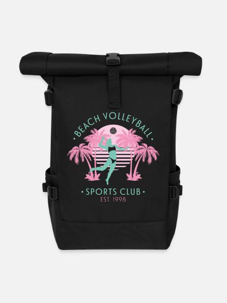 Beach Volleyball - Pink - Rolltop Rucksack - Schwarz