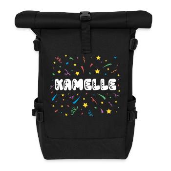 Kamelle Karneval Fasching Süßigkeit Bonbons - Rolltop Rucksack - Schwarz - Vorne