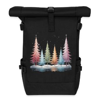 Winter Bäume Tannenbaum Frost Schnee Eis Baum See - Rolltop Rucksack - Schwarz - Vorne