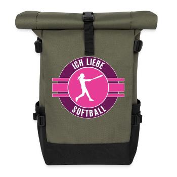 Ich Liebe Softball Softballerin Team Mannschaft - Rolltop Rucksack - Olive/Schwarz - Vorne