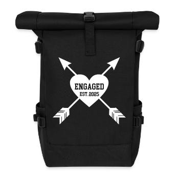 Engaged 2025 Hochzeit Verlobung Verlobte Verlobter - Rolltop Rucksack - Schwarz - Vorne