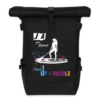 JA zu Sport & SUP 🏄‍♀️ STANDUP and Paddle! - Rolltop Rucksack - Schwarz - Vorne