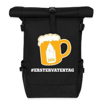 Vatertag #ERSTERVATERTAG Neuer Papa Vater Dad - Rolltop Rucksack - Schwarz - Vorne