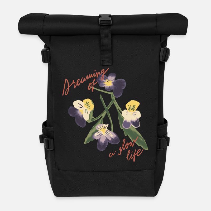 Illustration de fleur à vie lente - Sac à dos roll top - noir
