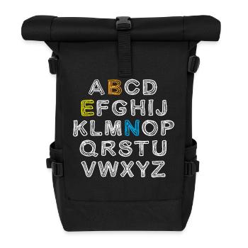 BEN Vorname Outfit Einschulung Geburtstag Schule - Rolltop Rucksack - Schwarz - Vorne