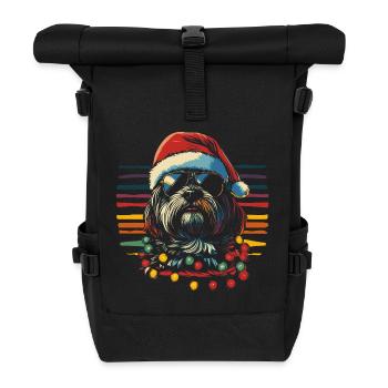 Havaneser mit Sonnenbrille und Weihnachtsmütze - Rolltop Rucksack - Schwarz - Vorne