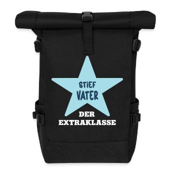 Stiefvater Der Extraklasse Bester Stiefpapa Papa - Rolltop Rucksack - Schwarz - Vorne