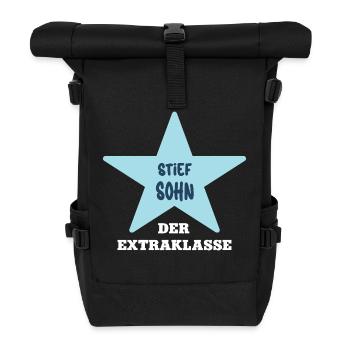 Sohn Stiefsohn Bonussohn Ziehsohn Adoptivsohn Mann - Rolltop Rucksack - Schwarz - Vorne