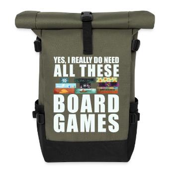 Board Games Funny Saying - Roll Top Backpack - olive/black - Front