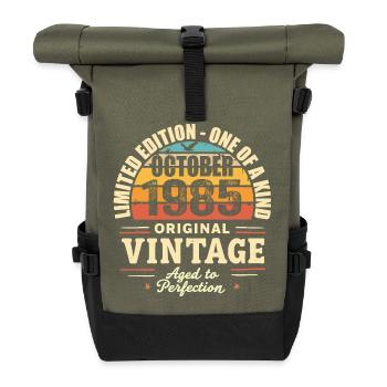 Rétro Octobre 1985 - birthday october 1985 - Sac à dos roll top - olive/noir - Devant