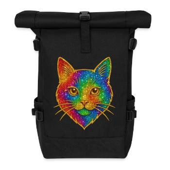Regenbogenkatze Goldglanz Umriss - Rolltop Rucksack - Schwarz - Vorne