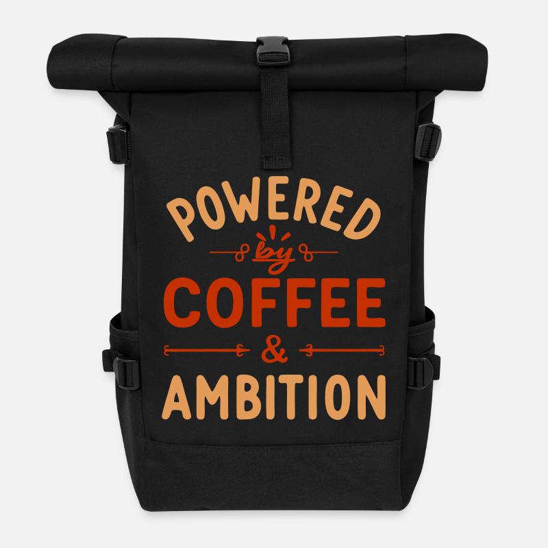 Café et ambition – Motivation et succès - Sac à dos roll top - noir