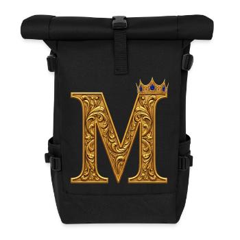 Baroque gold M monogram - Roll Top Backpack - black - Front