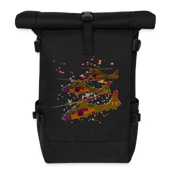 Hubschrauber - Rolltop Rucksack - Schwarz - Vorne