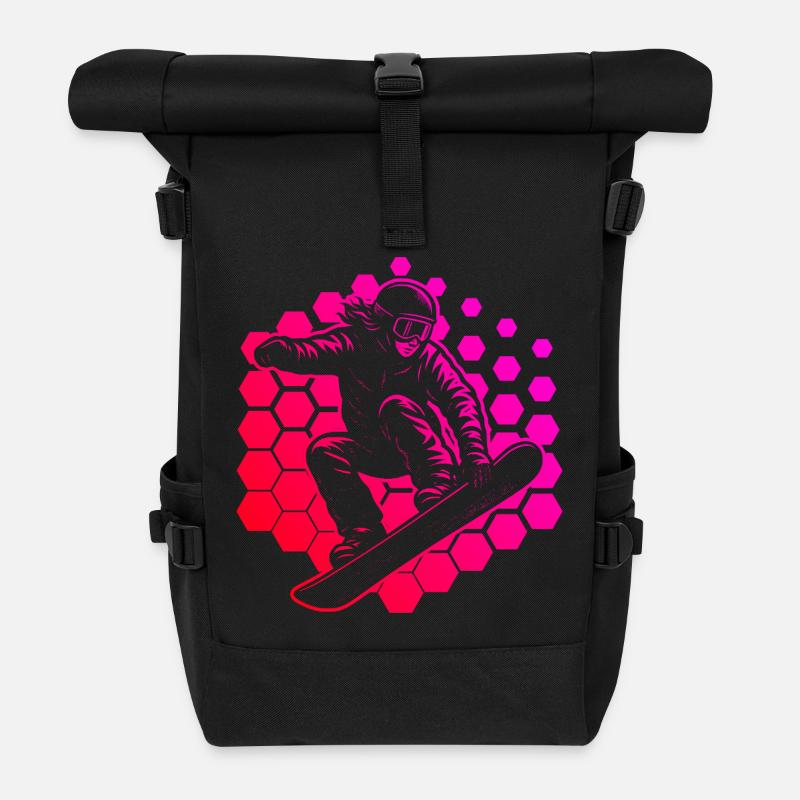 Motif classique du snowboard - Sac à dos roll top - noir