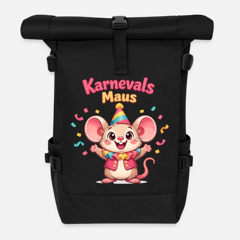 Karnevalsmaus Kölsche Mädsche – Kölle Alaaf - Rolltop Rucksack - Schwarz