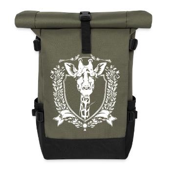 Giraffes Crest Shield - Roll Top Backpack - olive/black - Front