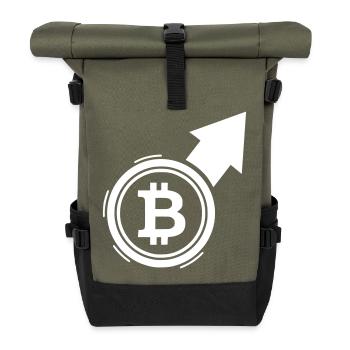 Bitcoin Bull Run Pfeil Kursanstieg - Rolltop Rucksack - Olive/Schwarz - Vorne