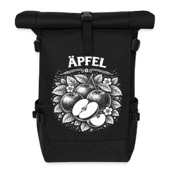 Apfelholzschnitt Botanischer Druck - Rolltop Rucksack - Schwarz - Vorne