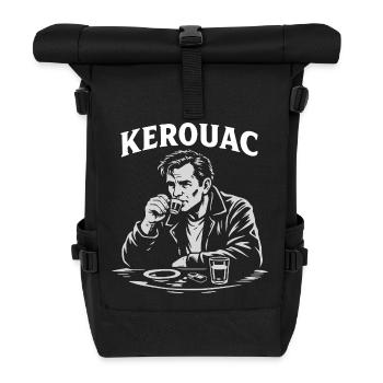 Jack Kerouac drinking Espresso at the cafe - Roll Top Backpack - black - Front