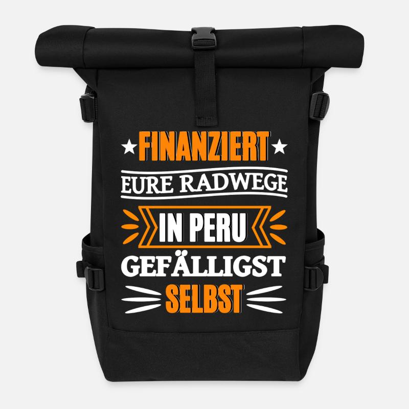 Lustiger Spruch Geld - Rolltop Rucksack - Schwarz