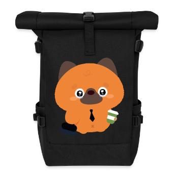 Kawaii Tired German Shepherd - Roll Top Backpack - black - Front