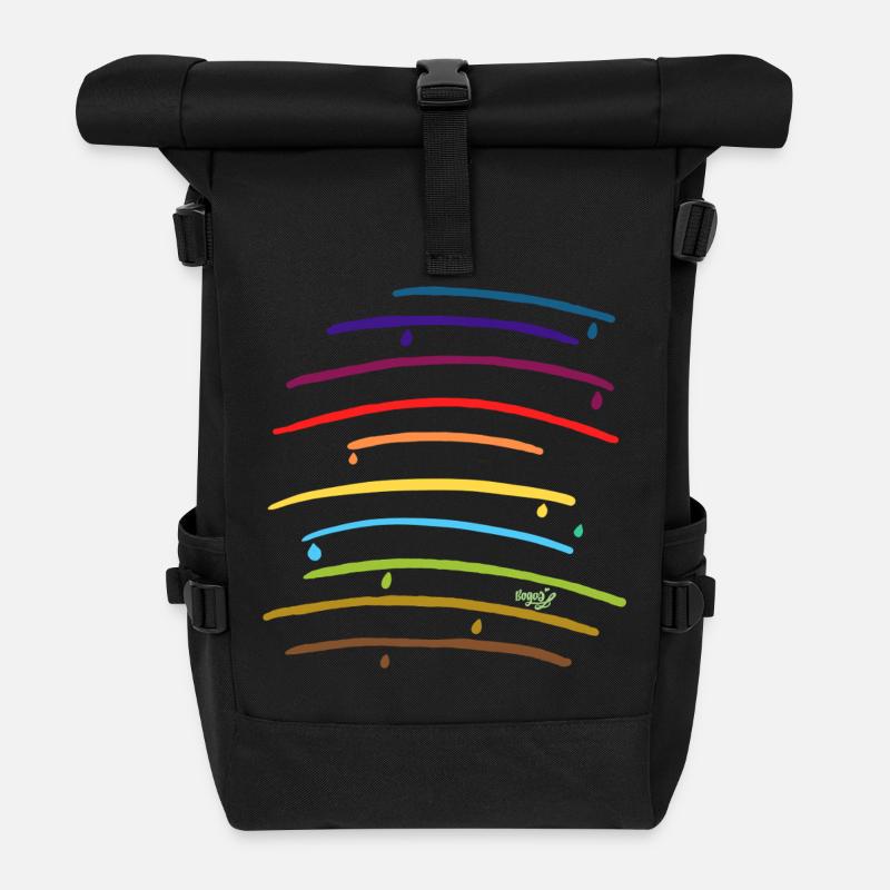 Arcs arc-en-ciel avec des gouttes - Sac à dos roll top - noir