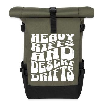 Schwere Riffs und Wüstendriften. - Rolltop Rucksack - Olive/Schwarz - Vorne
