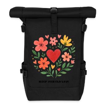 bloom your own way - Roll Top Backpack - black - Front