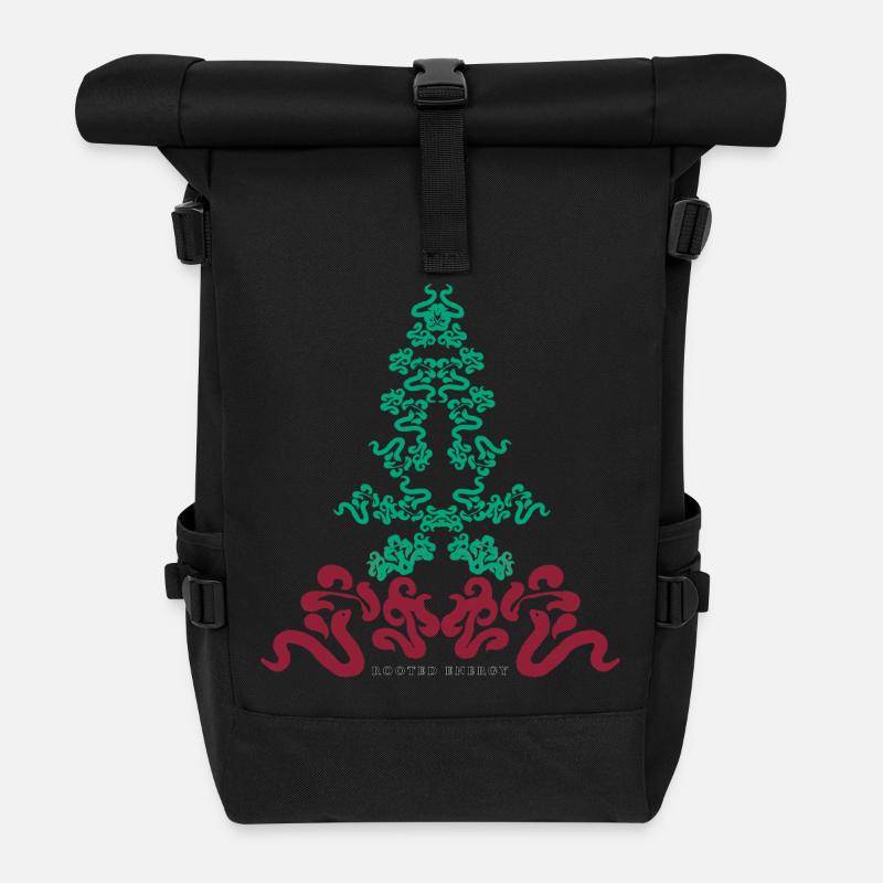 Rooted energy - Roll Top Backpack - black