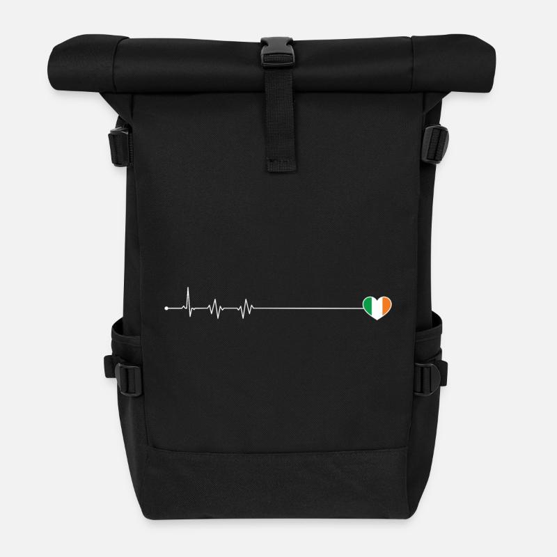Heartbeat irland Flagge - Rolltop Rucksack - Schwarz