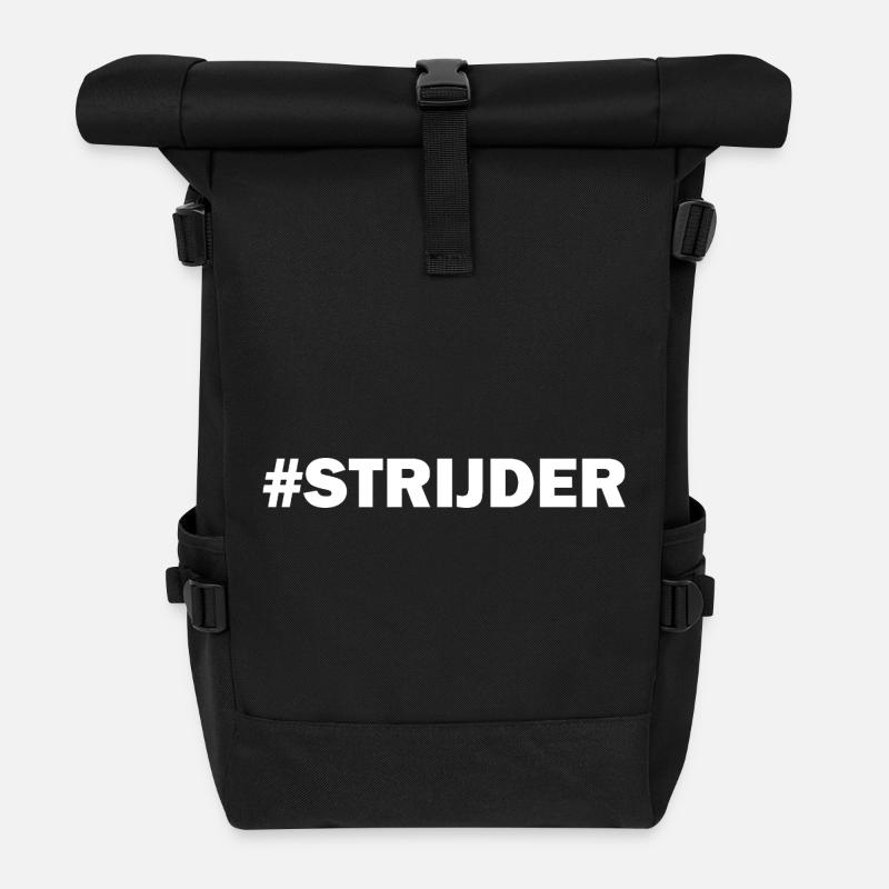 Warrior White - Roll Top Backpack - black