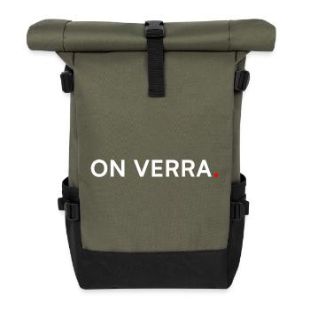 WIR WERDEN SEHEN. Minimale Humor-Prokrastination - Rolltop Rucksack - Olive/Schwarz - Vorne