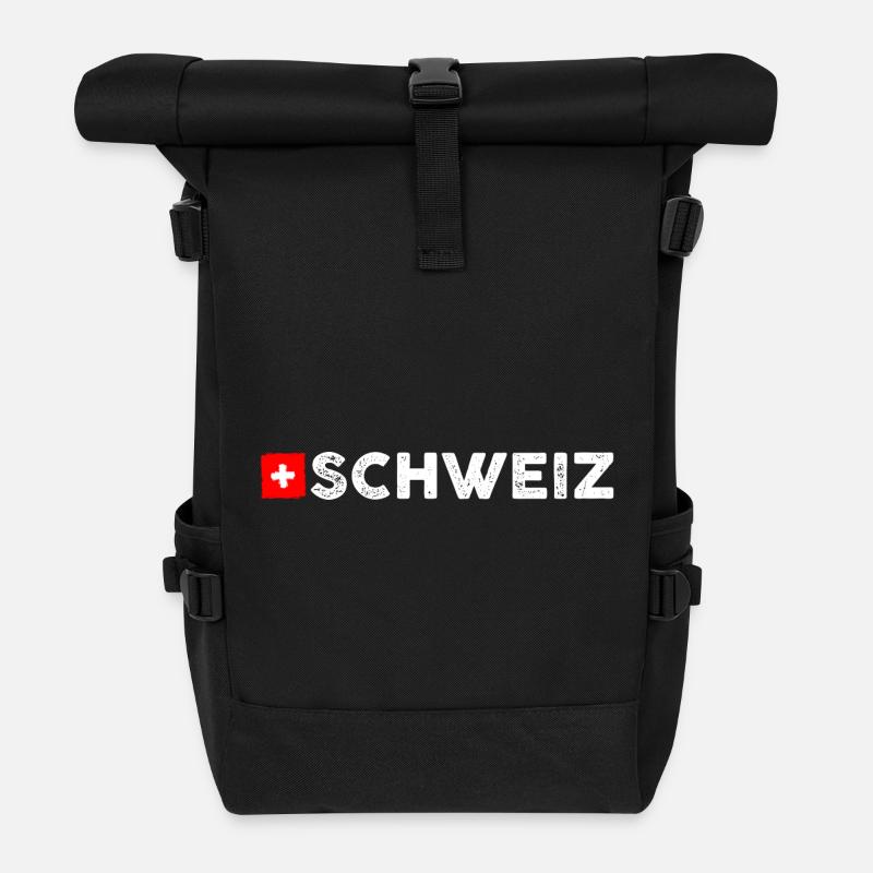 Schweiz flag - Roll Top Backpack - black