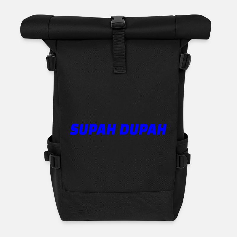 Supah Dupah Bold Typographisches Design - Rolltop Rucksack - Schwarz