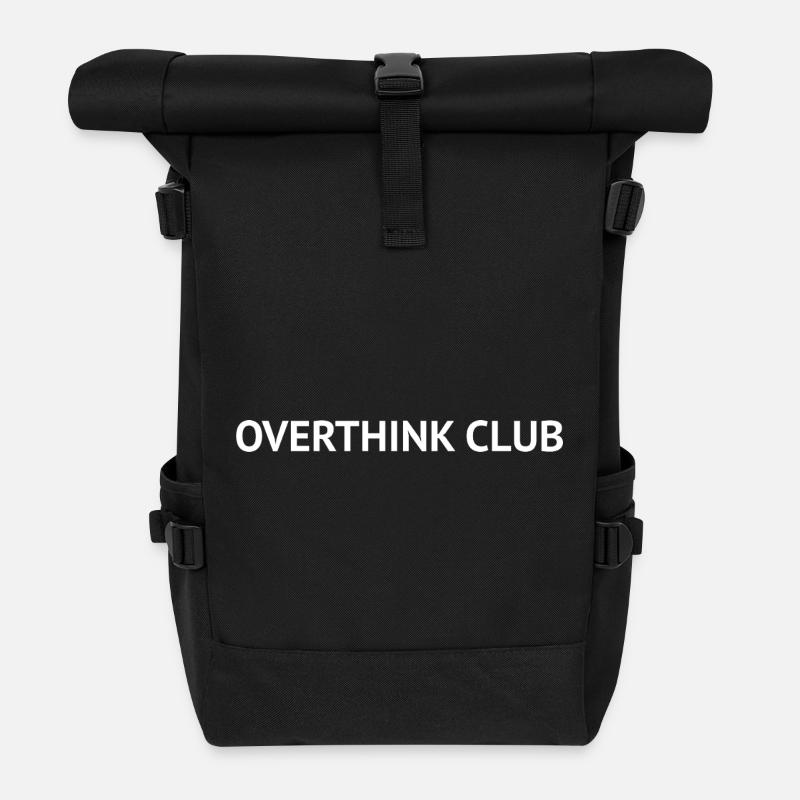 Overthink-Club – Textdesign mit minimalem Überdenken - Rolltop Rucksack - Schwarz