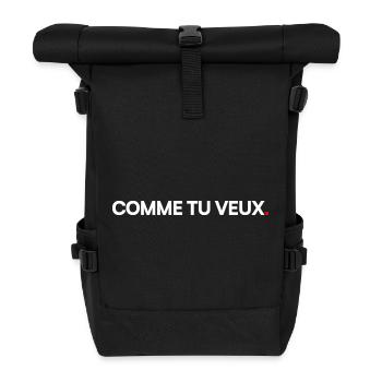 AS YOU WANT | Minimal humor expression - Roll Top Backpack - black - Front
