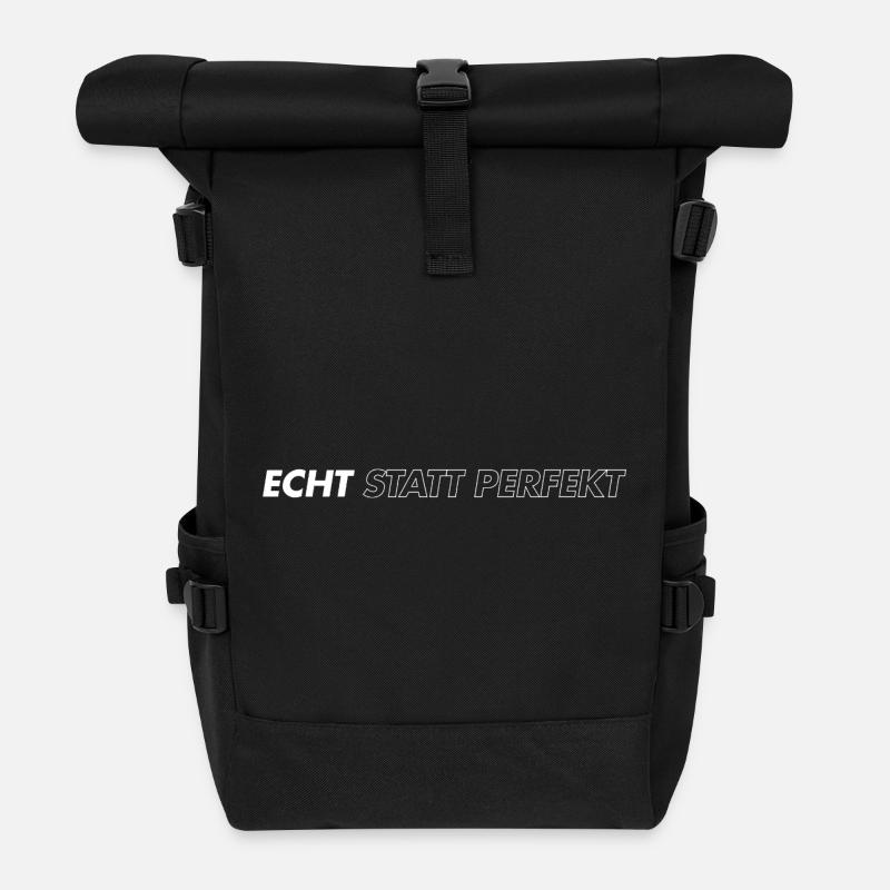 Real instead of perfect - Roll Top Backpack - black