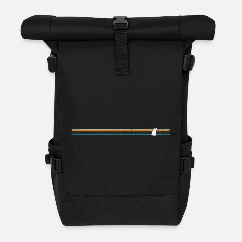 Vintage Retro Katze - Rolltop Rucksack - Schwarz