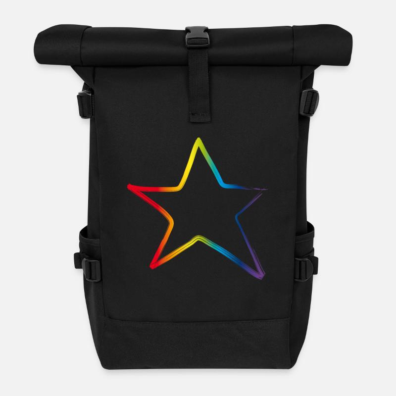 star stern regenbogen outline csd  Gay musical - Rolltop Rucksack - Schwarz