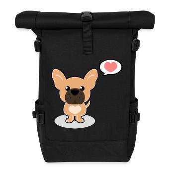 French Bulldog - Roll Top Backpack - black - Front