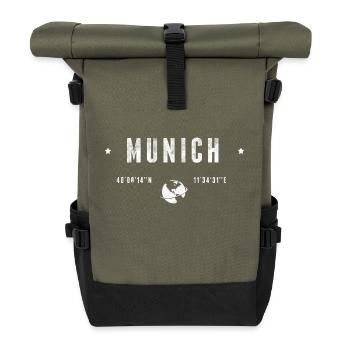 Munich Coordonnées Géographiques Stylisées - Sac à dos roll top - olive/noir - Devant