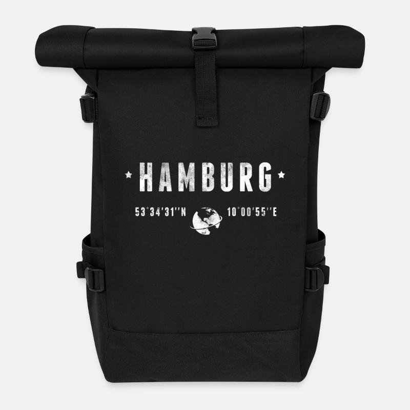 Hamburg - Rolltop Rucksack - Schwarz