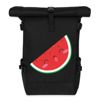 Sweet watermelon - Süße Wassermelone mit Lächeln - Rolltop Rucksack - Schwarz - Vorne