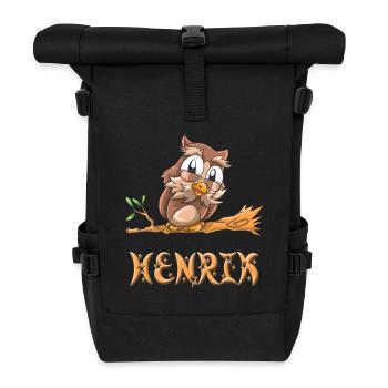 Eule Henrik - Rolltop Rucksack - Schwarz - Vorne