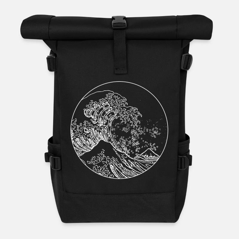 vague blanc - Sac à dos roll top - noir