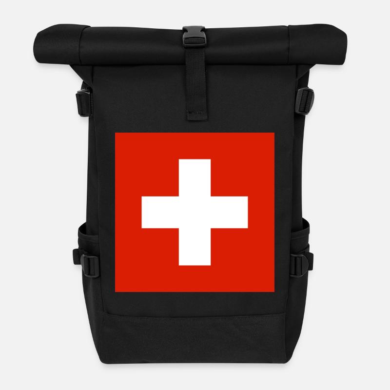 Switzerland - Roll Top Backpack - black