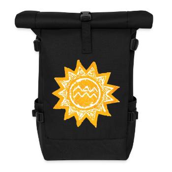 Abstraktes Sonnen-Design in Gelbtönen Mallorca - Rolltop Rucksack - Schwarz - Vorne